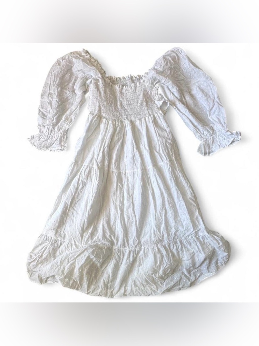 White Puffy Sleeve Dress